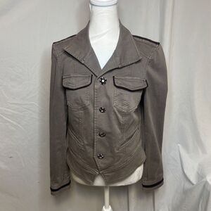 White House Black Market Safari Rose Studded Cargo Jacket Womens Designer